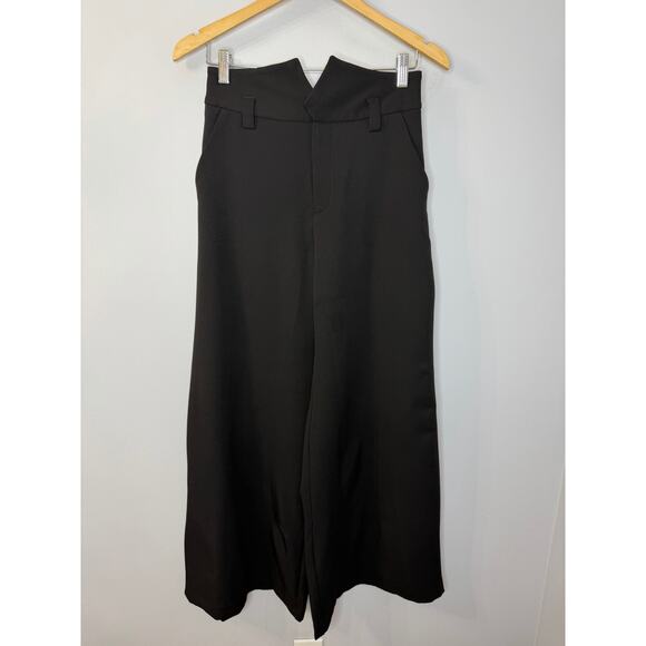 Maeve Anthropologie High-Waisted Wide-Leg Trousers Black Pant Sz 2 NWOT - Picture 2 of 15